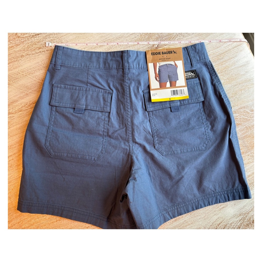 NWT Size 6 Eddie Bauer Ripstop Shorts Womens Blue Durable Cargo Hiking - Picture 2 of 6